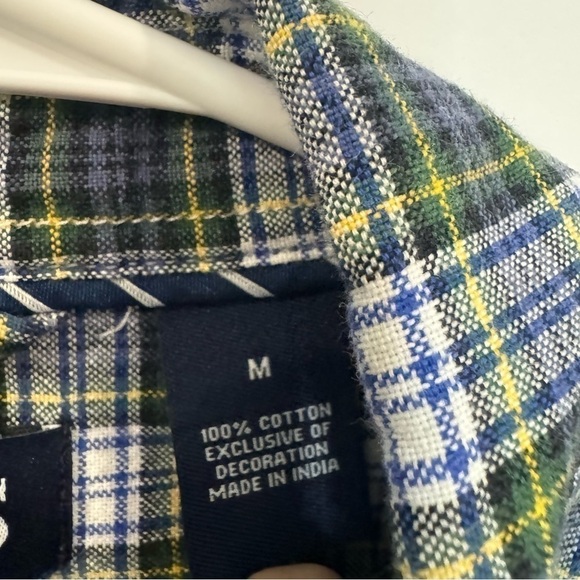 Chaps Men Button Down Classic Oxford Shirt 100% Cotton Blue White Size Medium - Picture 6 of 7